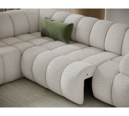 Tontano corner sofa with sleeping function and electrically extendable seat, white bouclé, left-hand side Royal 01 183x77 Left