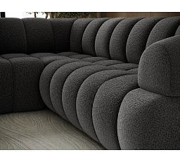Tontano corner sofa with sleeping function and electrically extendable seat, dark gray bouclé, left-hand side Royal 05 183x77 Left
