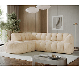 Tontano corner sofa with sleeping function and electrically extendable seat, light beige chenille, left-hand side Kendell 18 183x77 Left