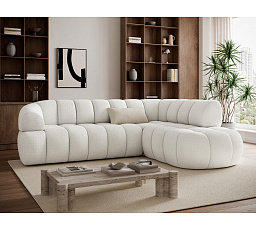 Tontano corner sofa with sleeping function and electrically extendable seat, white velour, right-hand side Paolli 01 183x77 Right