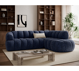 Tontano corner sofa with sleeping function and electrically extendable seat, blue chenille, right-hand side Kendell 40 183x77 Right