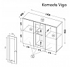 Komoda VIGO, biela / čierny lesk