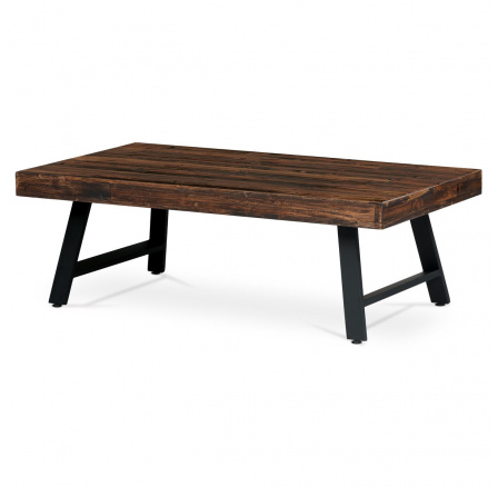 Konferenčný stôl, 130x70 cm, vrchná doska MDF, masívna borovica, kov, čierny lak