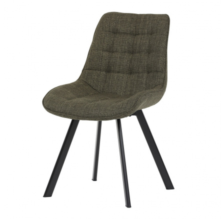 Jedálenská stolička, zelená látka, čierne kovové nohy