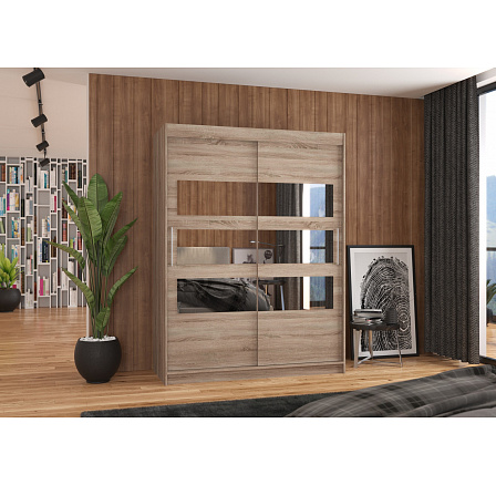 Posuvná skriňa so zrkadlom FLORENTO 150 Truffle+Truffle