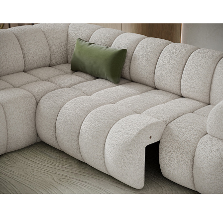 Tontano corner sofa with sleeping function and electrically extendable seat, white bouclé, left-hand side Royal 01 183x77 Left Tontano corner sofa with sleeping function and electrically extendable seat, white bouclé, left-hand side Royal 01 183x77 Left