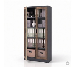AMELIAN skriňa ECO: ANTRACIT RAL7016 + DREVENÝ DEKOR H1850*W900*D400