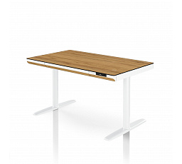 Elektrický výškovo nastaviteľný stôl sit-stand so zásuvkou a bezdrôtovou nabíjačkou Qi biely/zlatý dub, 1200 mm: ELLIS