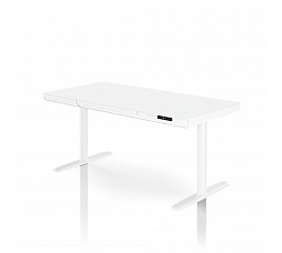 Elektrický výškovo nastaviteľný stôl sit-stand so zásuvkou a bezdrôtovou nabíjačkou Qi, biely, 1400 mm: ELLIS