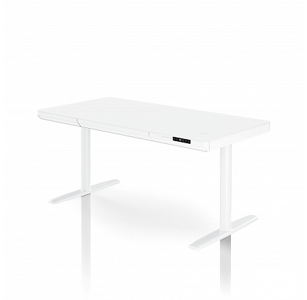 Elektrický výškovo nastaviteľný stôl sit-stand so zásuvkou a bezdrôtovou nabíjačkou Qi, biely, 1400 mm: ELLIS Elektrický výškovo nastaviteľný stôl sit-stand so zásuvkou a bezdrôtovou nabíjačkou Qi, biely, 1400 mm: ELLIS