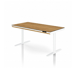 Elektrický výškovo nastaviteľný stôl sit-stand so zásuvkou a bezdrôtovou nabíjačkou Qi biely/zlatý dub, 1400 mm: ELLIS