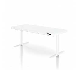 Elektrický výškovo nastaviteľný stôl sit-stand so zásuvkou a bezdrôtovou nabíjačkou Qi, biely, 1600 mm: ELLIS