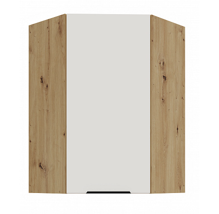 Horní rohová skříňka ARIA - 60x60 GN-90 1F (45°), Dub Artisan/Bílá Crystal AFM - (ANTI-Fingerprint)
