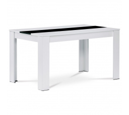 Jedálenský stôl 138x80x75, MDF, biele lamino, dekoratívny čierny pruh