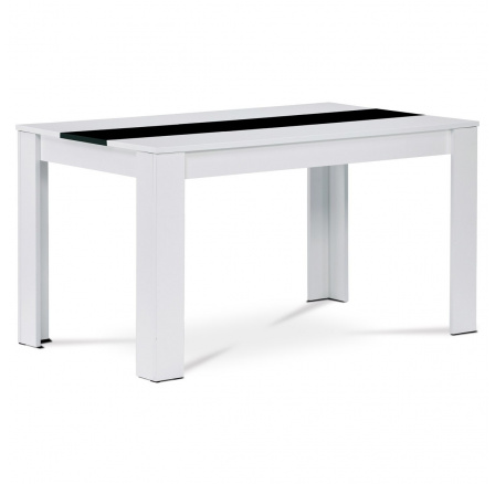 Jedálenský stôl 138x80x75, MDF, biele lamino, dekoratívny čierny pruh