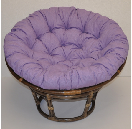 Ratanový papasan 115 cm hnedý - vankúš fialový