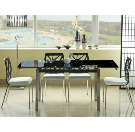 Jedálenský stôl GD-017, čierna/chróm