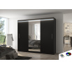 Posuvná skriňa so zrkadlom a LED osvetlením DENIS 250 Čierna+Čierna