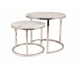 Konferenčný stôl ATLANTA B II - set 2 stolov, Efekt bieleho mramoru/chróm