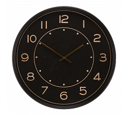 Hodiny nástěnné - pr. 60 cm, kovové, černé se zlatými čísly