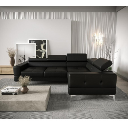 Rohová sedacia súprava TOSCANIA 250x180 - čierna eko koža, pravá