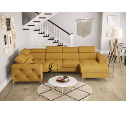Rohová sedacia súprava ORION MAX III, relax s funkciou spania 165x320x190 cm - žltá, ľavá