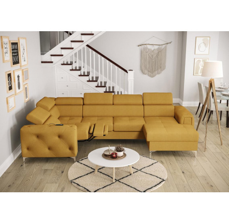 Rohová sedacia súprava ORION MAX III, relax s funkciou spania 165x320x190 cm - žltá, ľavá Rohová sedacia súprava ORION MAX III, relax s funkciou spania 165x320x190 cm - žltá, ľavá