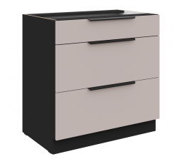 Dolná skrinka ARONA - 80 D 3S BB, Čierna mat/Kašmír