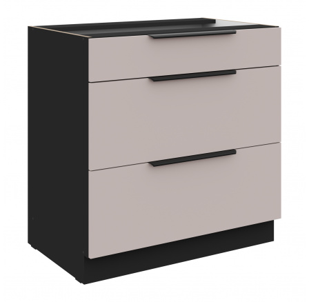 Dolná skrinka ARONA - 80 D 3S BB, Čierna mat/Kašmír