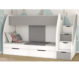 Poschodová posteľ MARTINEK, Biela/Sivá
