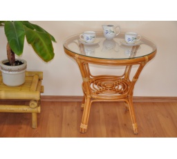 Ratanový stôl Bahama honey so sklom
