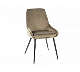 Jedálenská stolička COBE VELVET, olivový Bluvel 77/čierny mat