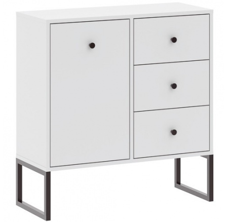 Komoda LINEA 1D3S, Biela/Čierna