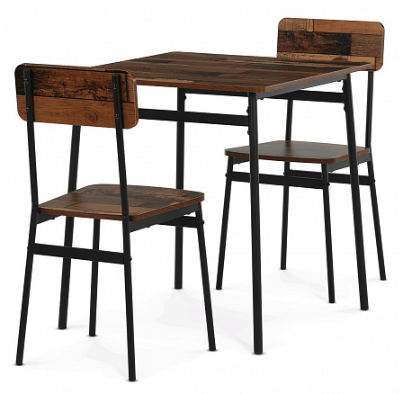 Jídelní set s 2 židlemi, 70x70x76cm, mdf, old wood, AUT-O2121 OLW2 Jídelní set s 2 židlemi, 70x70x76cm, mdf, old wood, AUT-O2121 OLW2