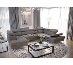 Rohová sedacia súprava GALAXY MAX II, relax s funkciou spania 215x350x170 - sivá, pravá