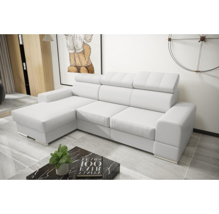 Rohová sedacia súprava ROYAL MINI 260×160 - biela eko koža, ľavá