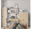 Kovová skriňa policová Eco Design ALEX, 450 x 1850 x 400 mm, Biela/ dub sonoma