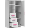 Regál 80 3S1D SMYK I - 05, Biela Mat/Ružová