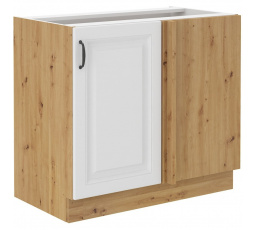 Rohová kuchynská skrinka STIPE 105-DN-1F-BB, Biela/Dub artisan