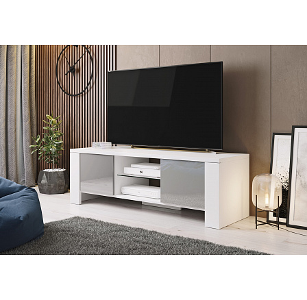 TV komoda WEST, biela / sivý lesk TV komoda WEST, biela / sivý lesk