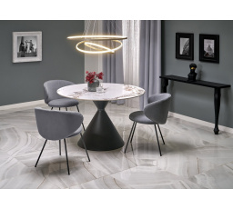 Jedálenský stôl GARET, efekt bieleho mramoru / čierna