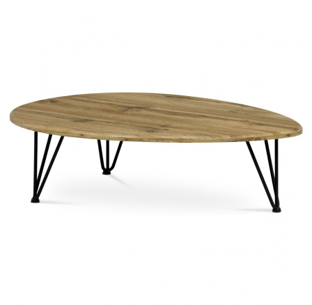 Konferenčný stôl, vrchná doska MDF, dekor divoký dub, čierny kov