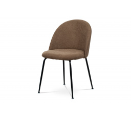 Jedálenská stolička, hnedá látka, štvornohá kovová podnož, matný čierny lak