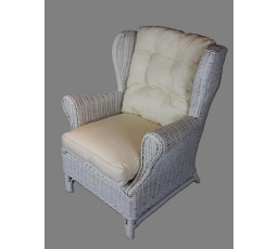 Ratanové kreslo ušiak biele polster biely FL