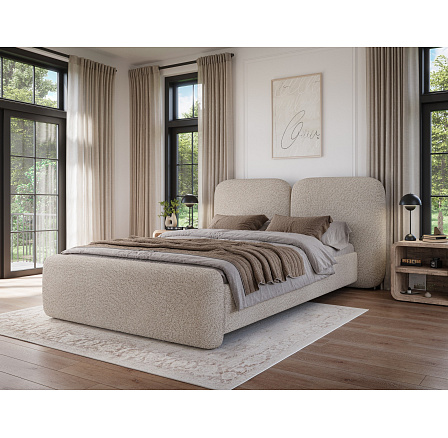 Bed Ollival 160x200 s kovovým rámom a úložným boxom, béžový plyš Royal 18 1