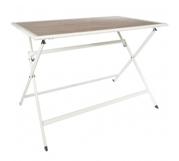 Stôl Barcelona s efektom dreva kovový 110x70