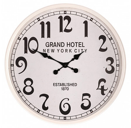Hodiny nástěnné - pr. 60 cm, kov s patinou, bílé, grand hotel Hodiny nástěnné - pr. 60 cm, kov s patinou, bílé, grand hotel