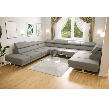 Rohová sedacia súprava EMPORIO MAX I 300x350x220 prírodná koža - sivá koža, ľavá Rohová sedacia súprava EMPORIO MAX I 300x350x220 prírodná koža - sivá koža, ľavá