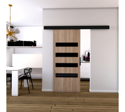 Posuvné dvere STANDART MIX F70, Sonoma/čierna