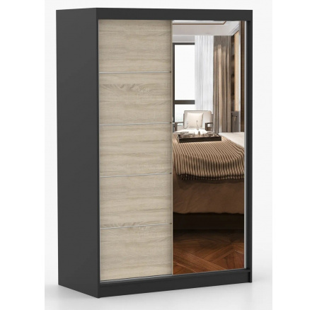 Šatní skriňa NOEMI 05, Čierna/Sonoma